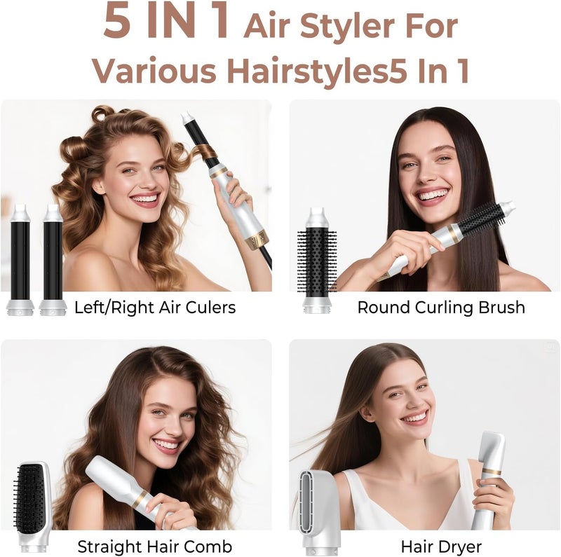 trylater 5 in 1 Hair Dryer Brush Set, Blow Dryer Brush with Air Style Wrap Hair Styler, Negative Ionic Magic Style Set, Detachable Air Curler for Volumizer,Straightener,Drying - Image 2